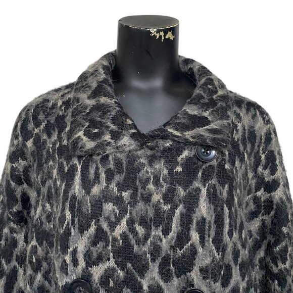 NEW Free People Wild Thing Gray & Black Leopard Animal Print Coat - Picture 2 of 10